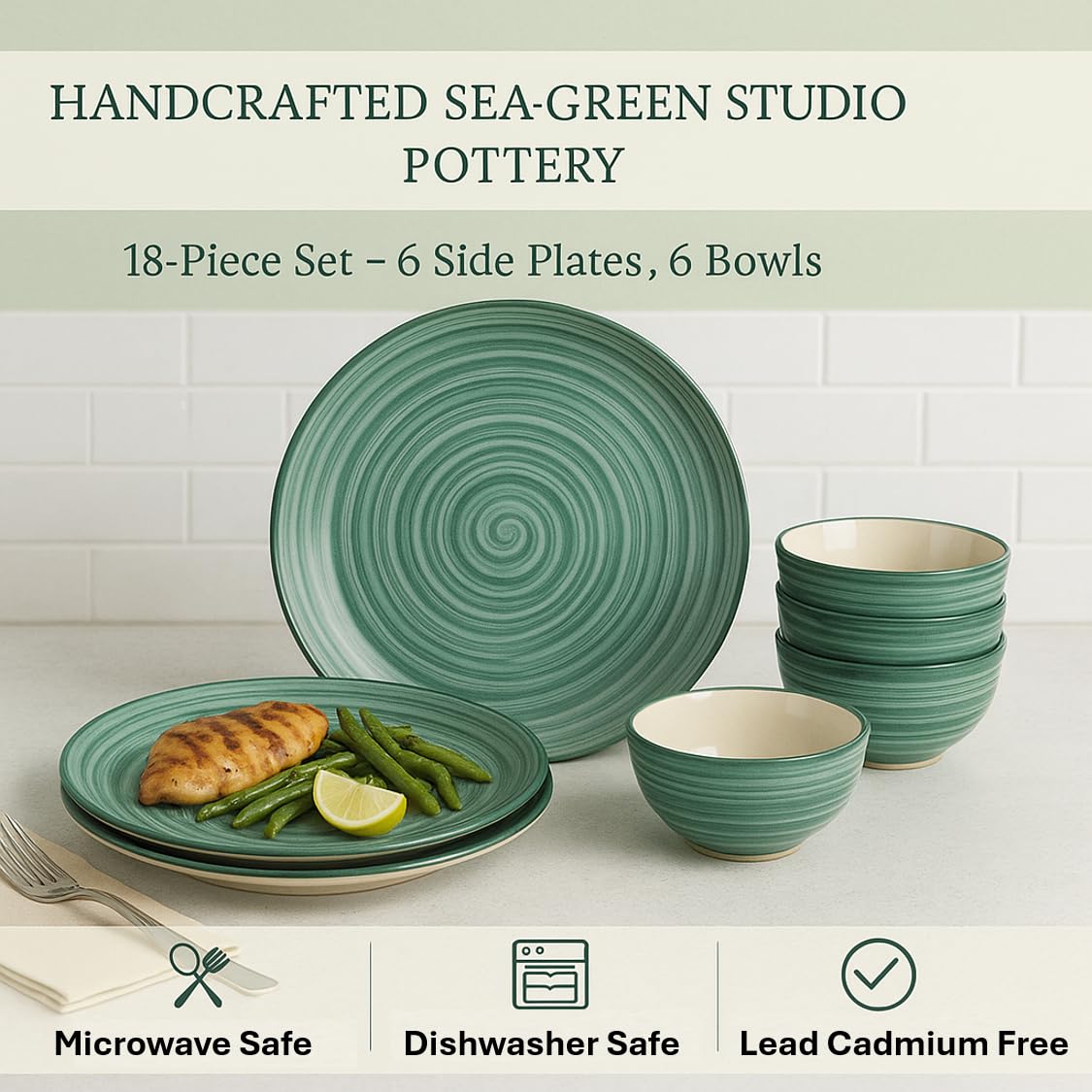 未使用 studio potter Koeda 錆枝 トリ プレート 2点セット Artysta Sea Swirls Ceramic Dinner Set 18 Piece